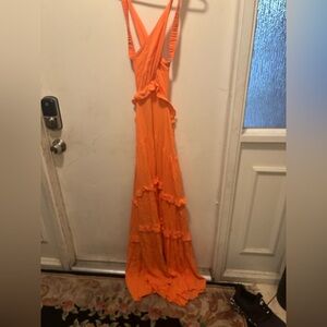 SHEIN‎ One Shoulder Orange Maxi Dress